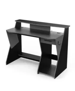 SCRIVANIA "GAMING" NERA CON PORTACUFFIE E PASSACAVI, 123,5X59,8X90,2 CM